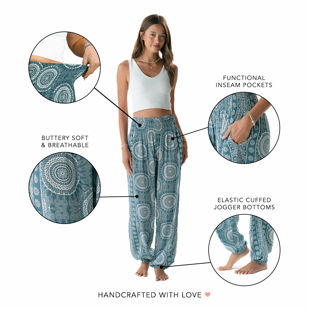 Basic Look Double Stitched Sapphire Beach Harem Pants