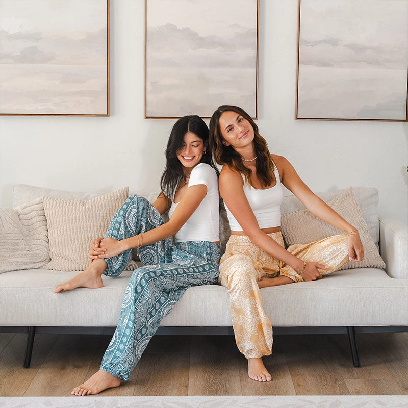 Sapphire Beach Harem Pants Double Layered Hem Modern Layer