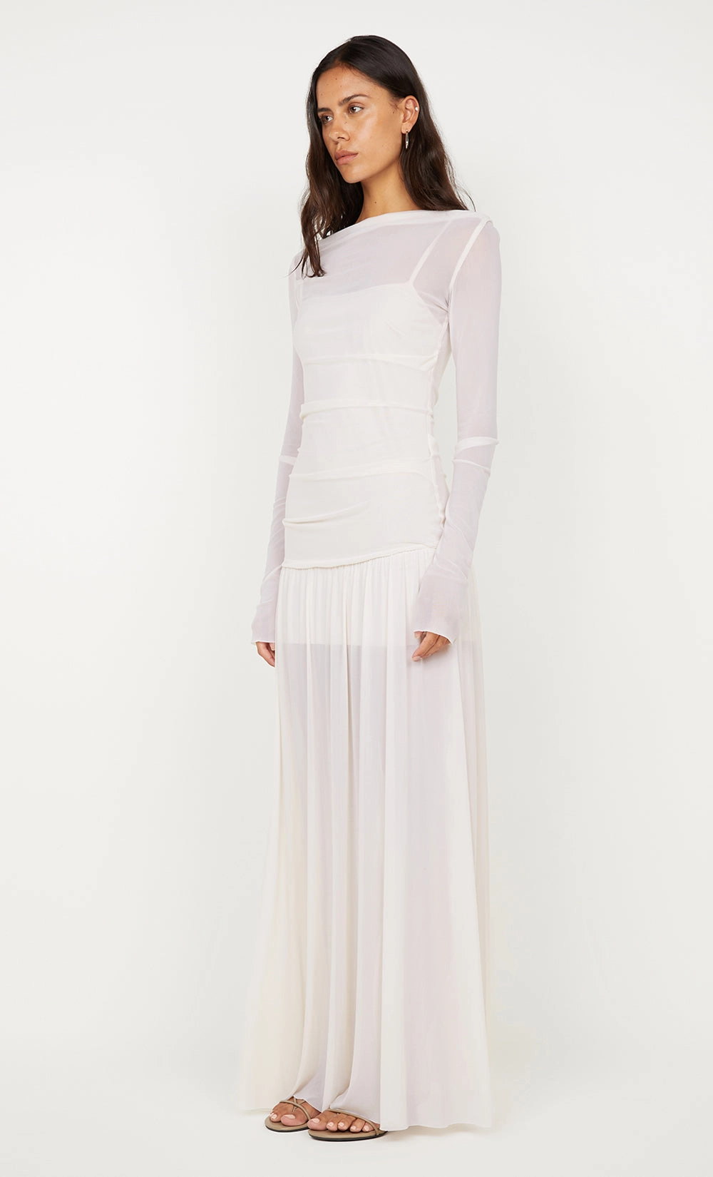 Breathable fabric Timeless Energy BLAINE LONG SLEEVE MAXI DRESS - BUTTER CREAM