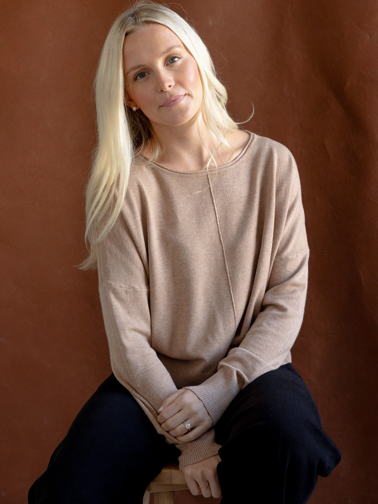 Andy Crew Neck Toffee Cable Stitch