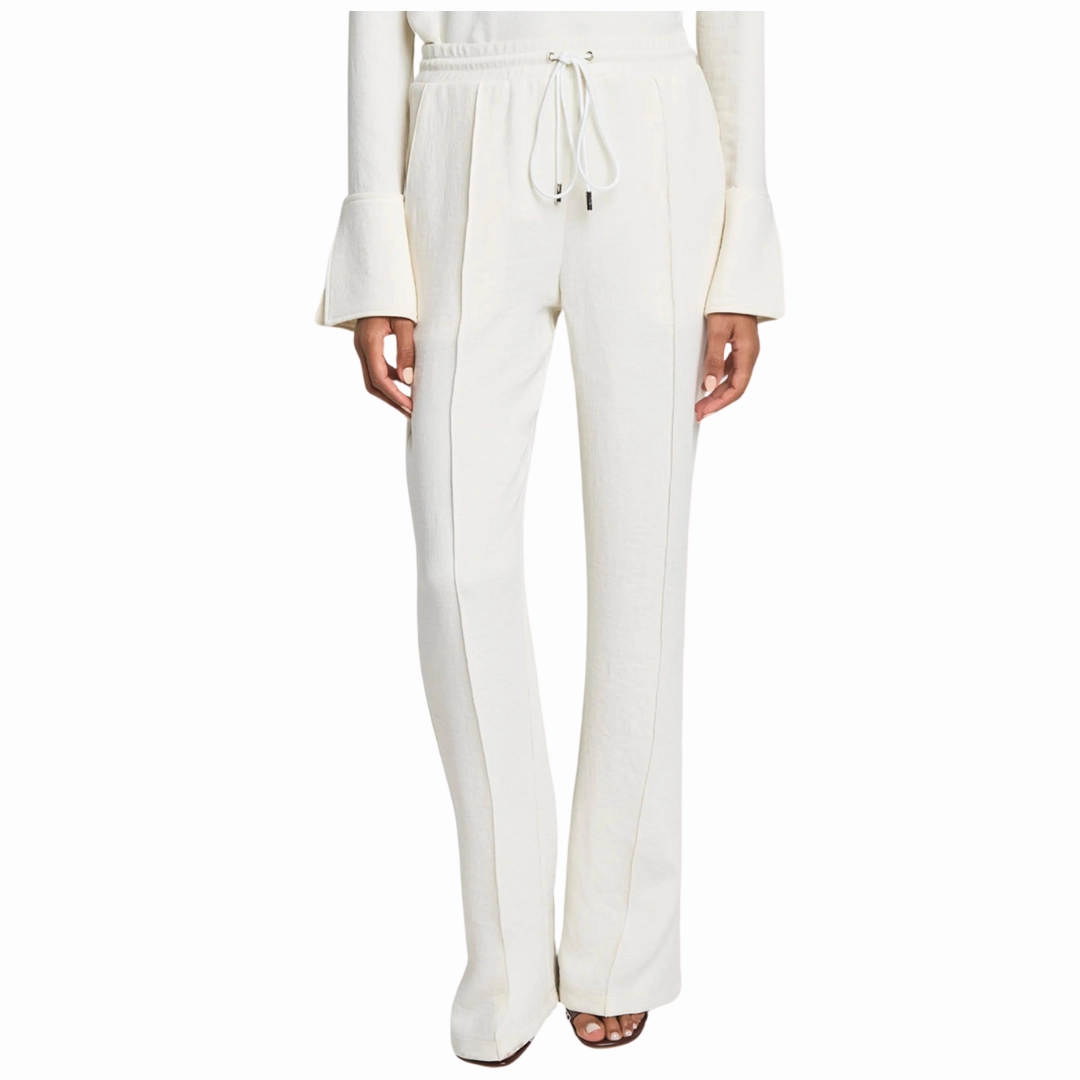 Smooth Fabric Sporty Style Flair Drawstring Trousers