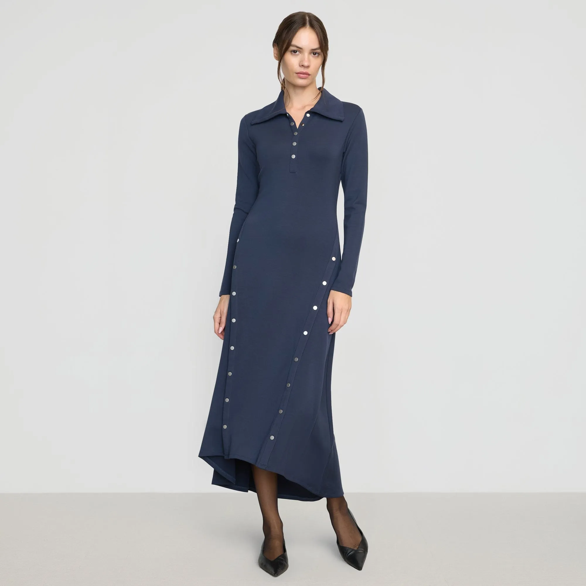 Semi Casual Shawna Button-Accent Collared Dress
