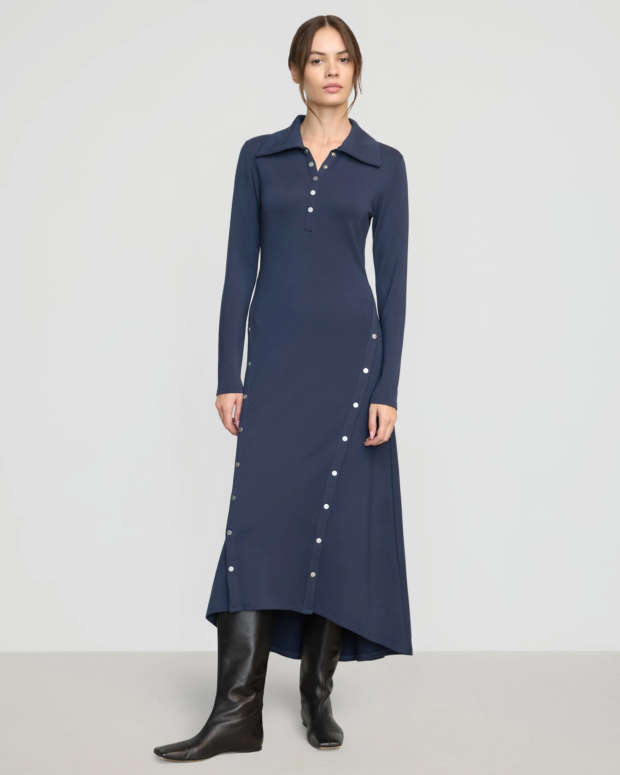 Seasonal Must-Have Shawna Button-Accent Collared Dress