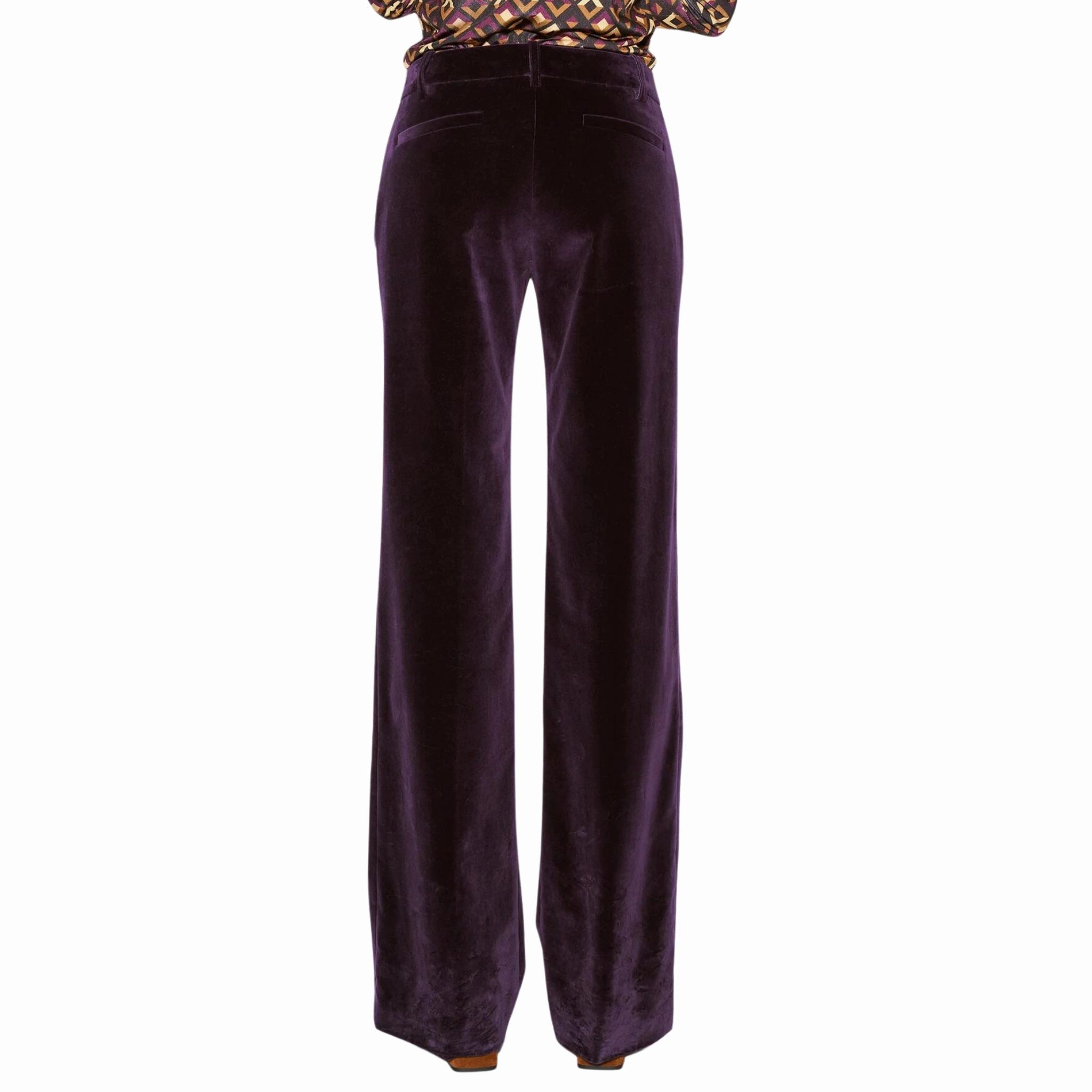 Flared Plum Velvet Trousers No Fuss Secure fit