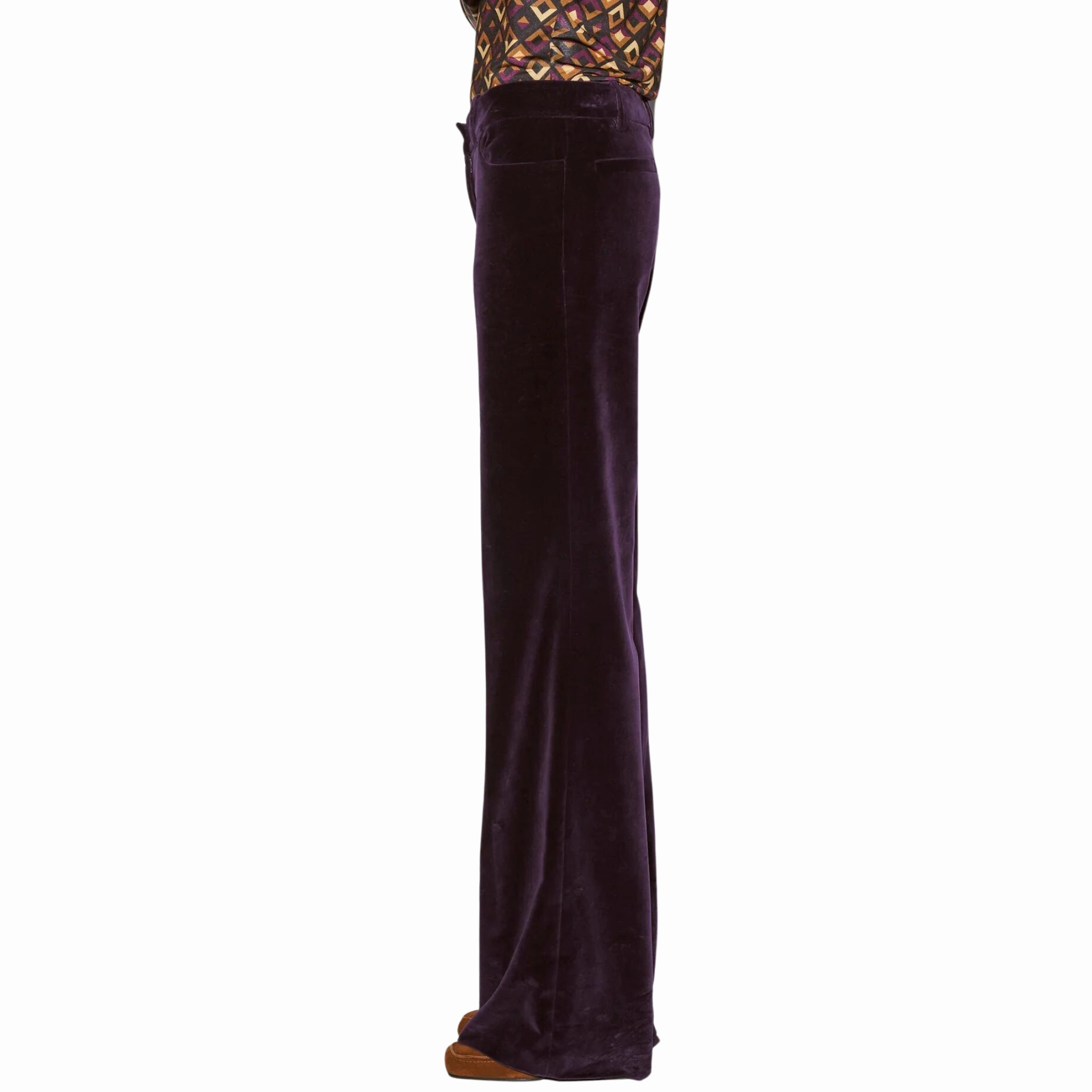 Flared Plum Velvet Trousers Quick Fit Wear Stylish Cut