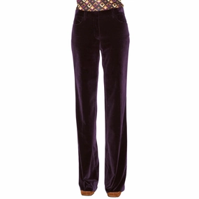 RecycledMaterial Non Clip Flared Plum Velvet Trousers