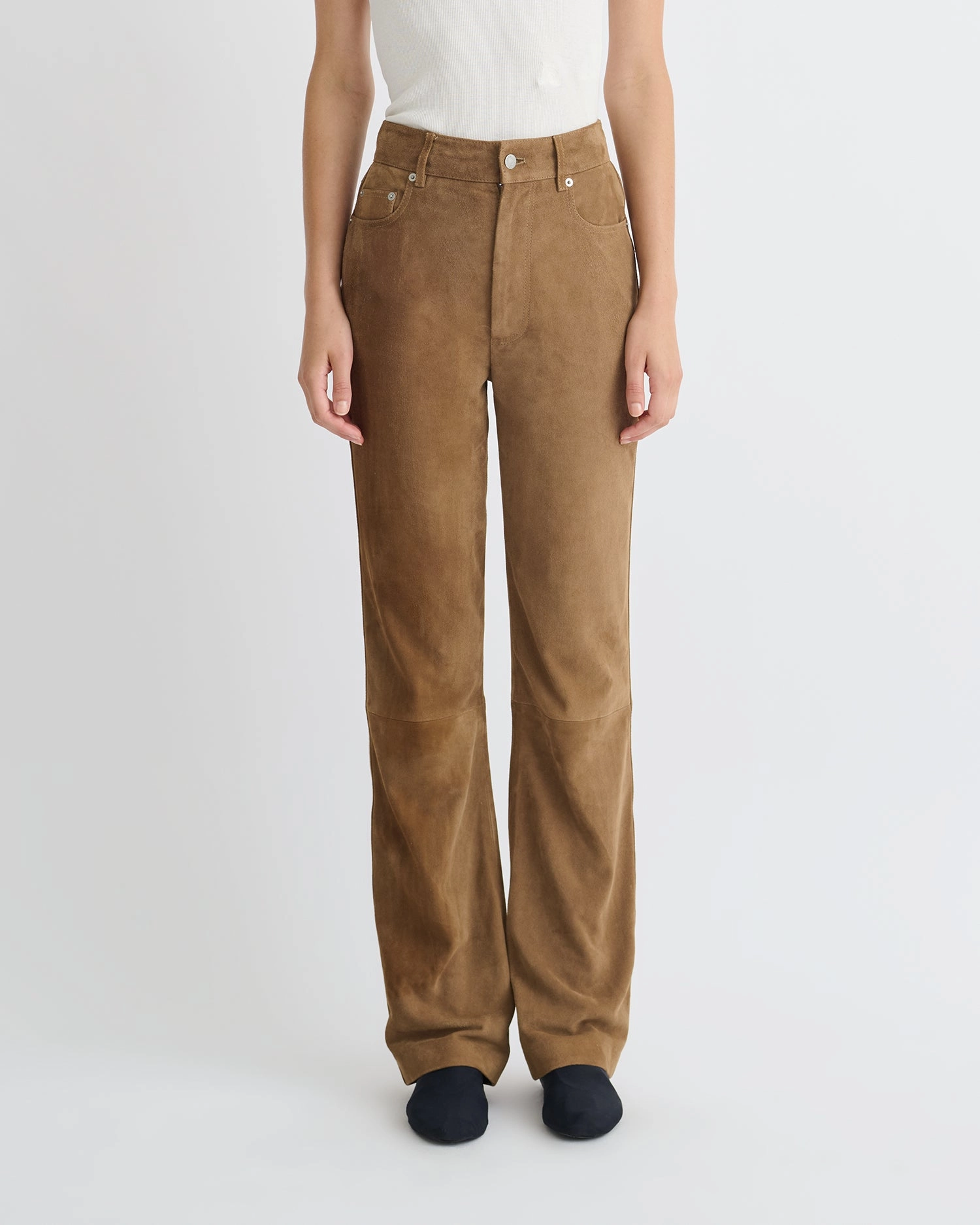 Casual Layer Fit Seldes - Suede Pants - Brown