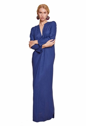 Ethically-Made Flavia Long Dress Royal Blue