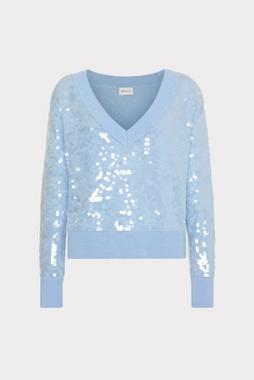 Ilaria Sequin V-Neck Sweater FadeResistant Treatment