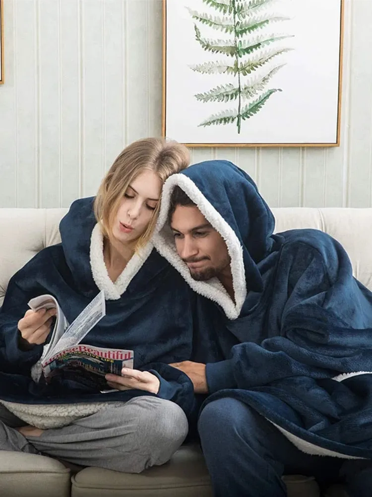 Fleece Giant Hoodie/TV Blanket With Sleeves