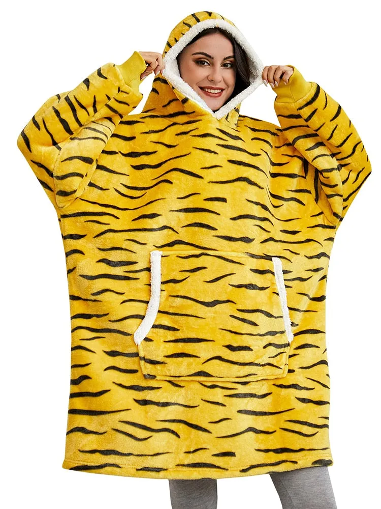 Fleece Giant Hoodie/TV Blanket With Sleeves
