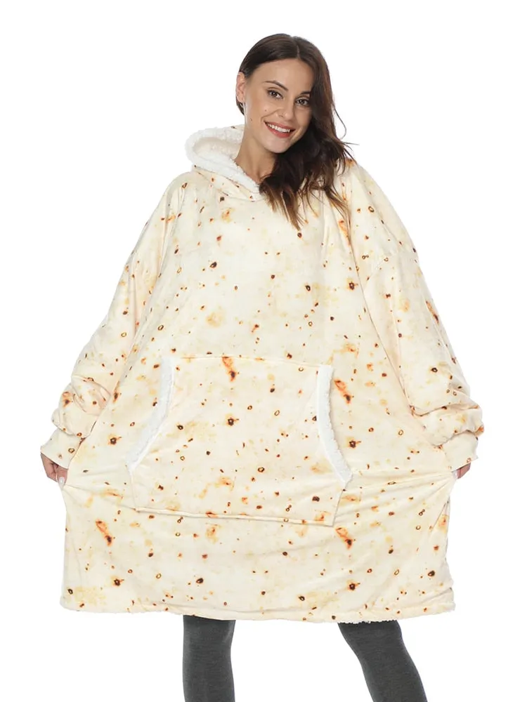 Fleece Giant Hoodie/TV Blanket With Sleeves