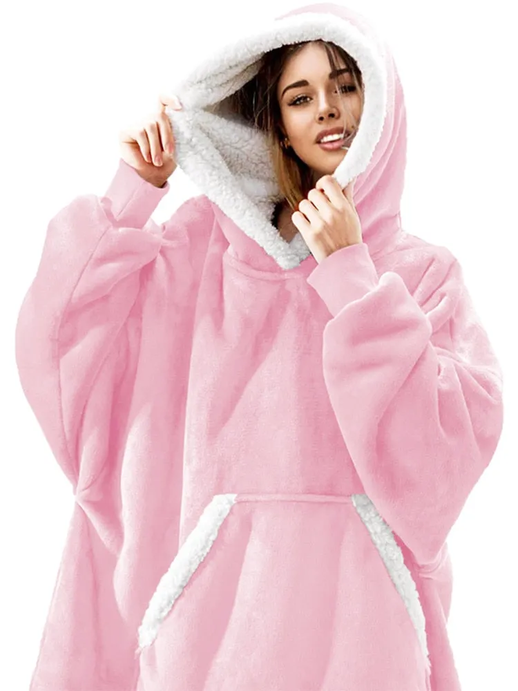 Fleece Giant Hoodie/TV Blanket With Sleeves