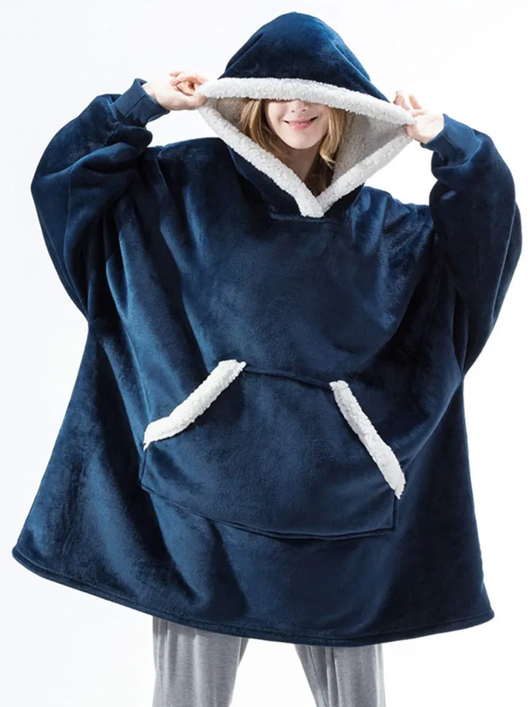 Fleece Giant Hoodie/TV Blanket With Sleeves