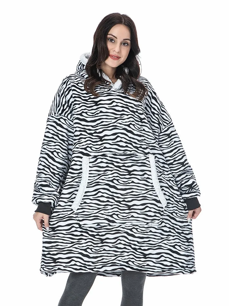 Fleece Giant Hoodie/TV Blanket With Sleeves