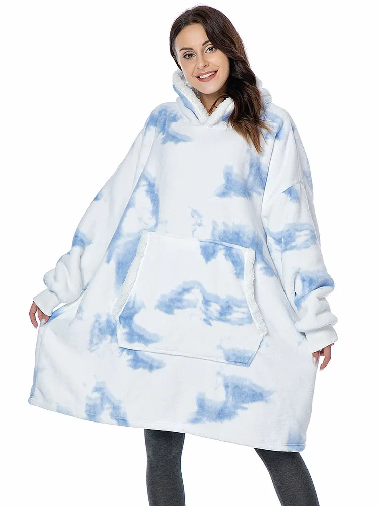 Fleece Giant Hoodie/TV Blanket With Sleeves