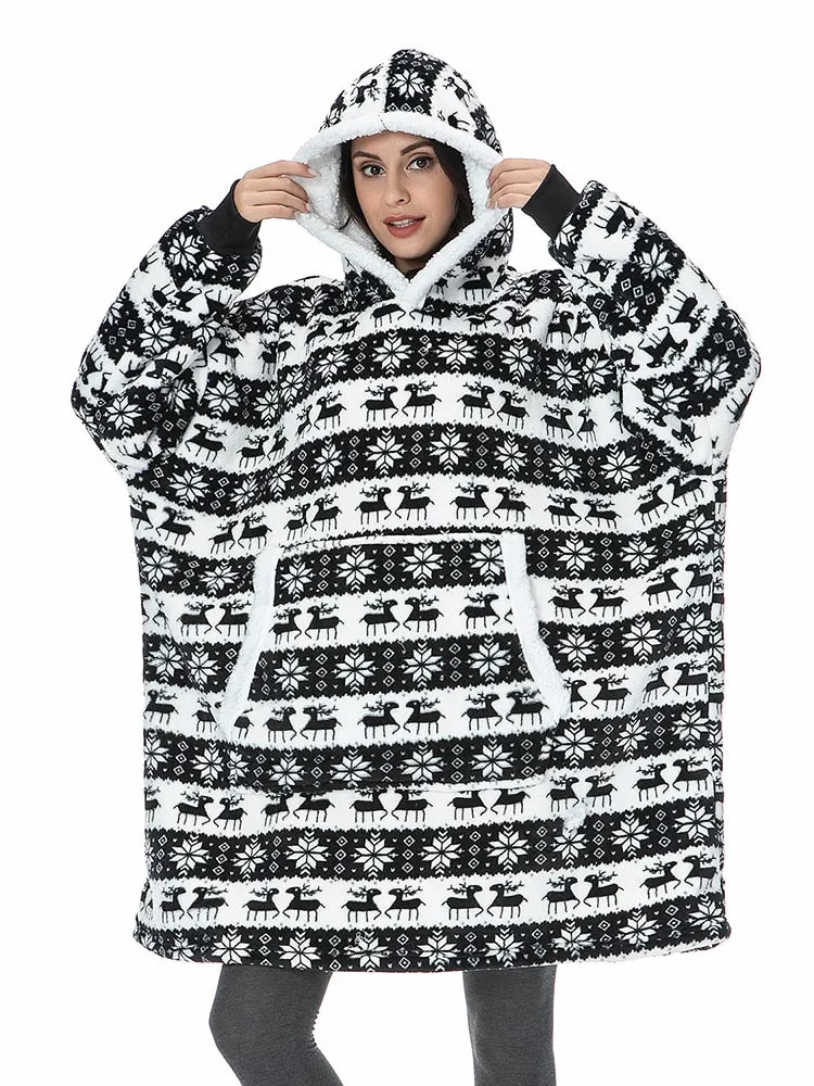 Fleece Giant Hoodie/TV Blanket With Sleeves