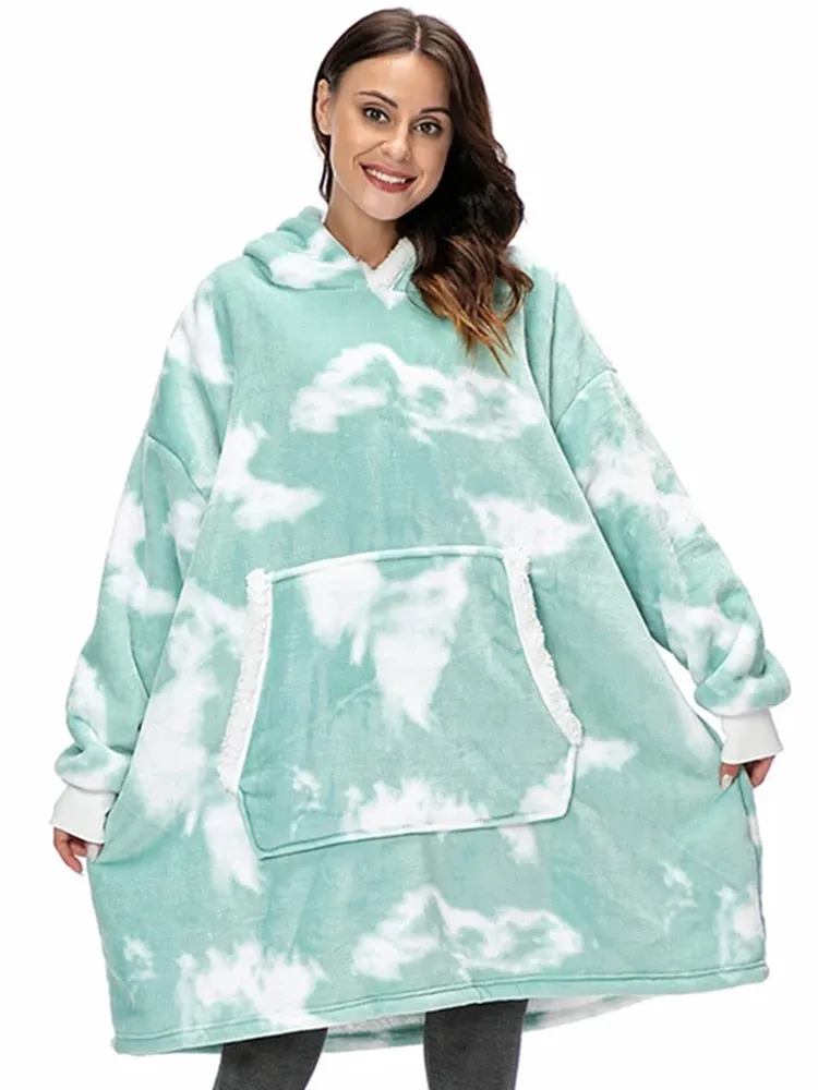 Fleece Giant Hoodie/TV Blanket With Sleeves