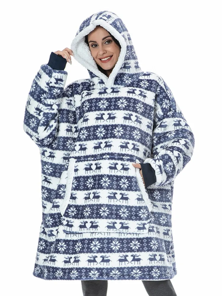 Fleece Giant Hoodie/TV Blanket With Sleeves