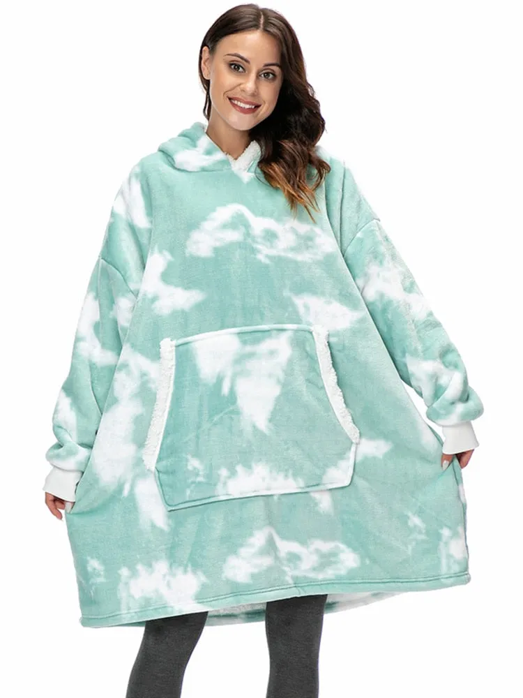 Fleece Giant Hoodie/TV Blanket With Sleeves