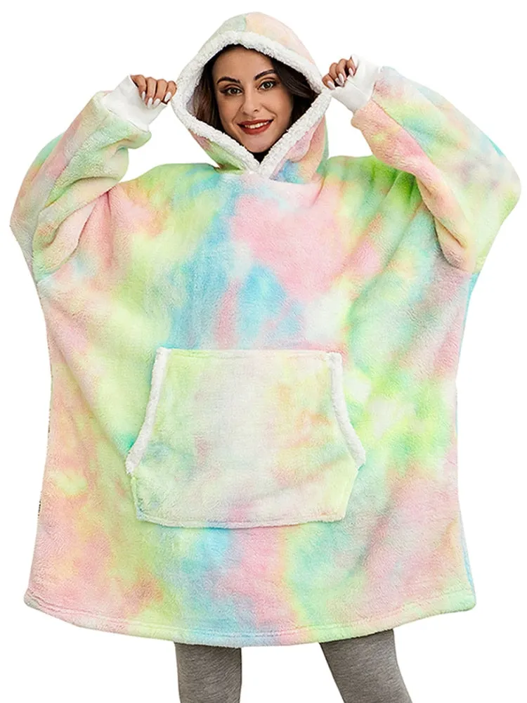 Fleece Giant Hoodie/TV Blanket With Sleeves