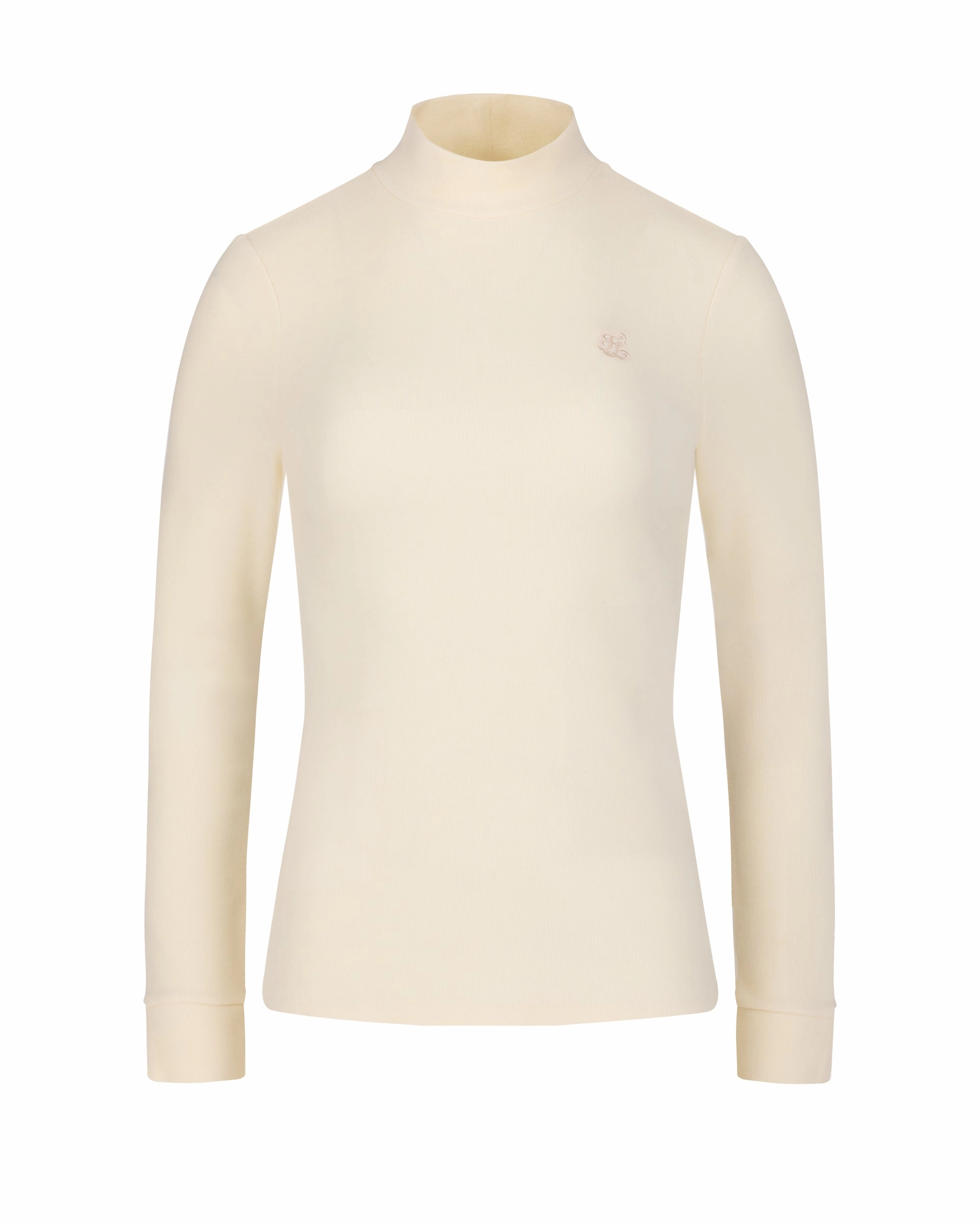 Fleeced high neck t-shirt - Cream Adjustable Hem Toggles