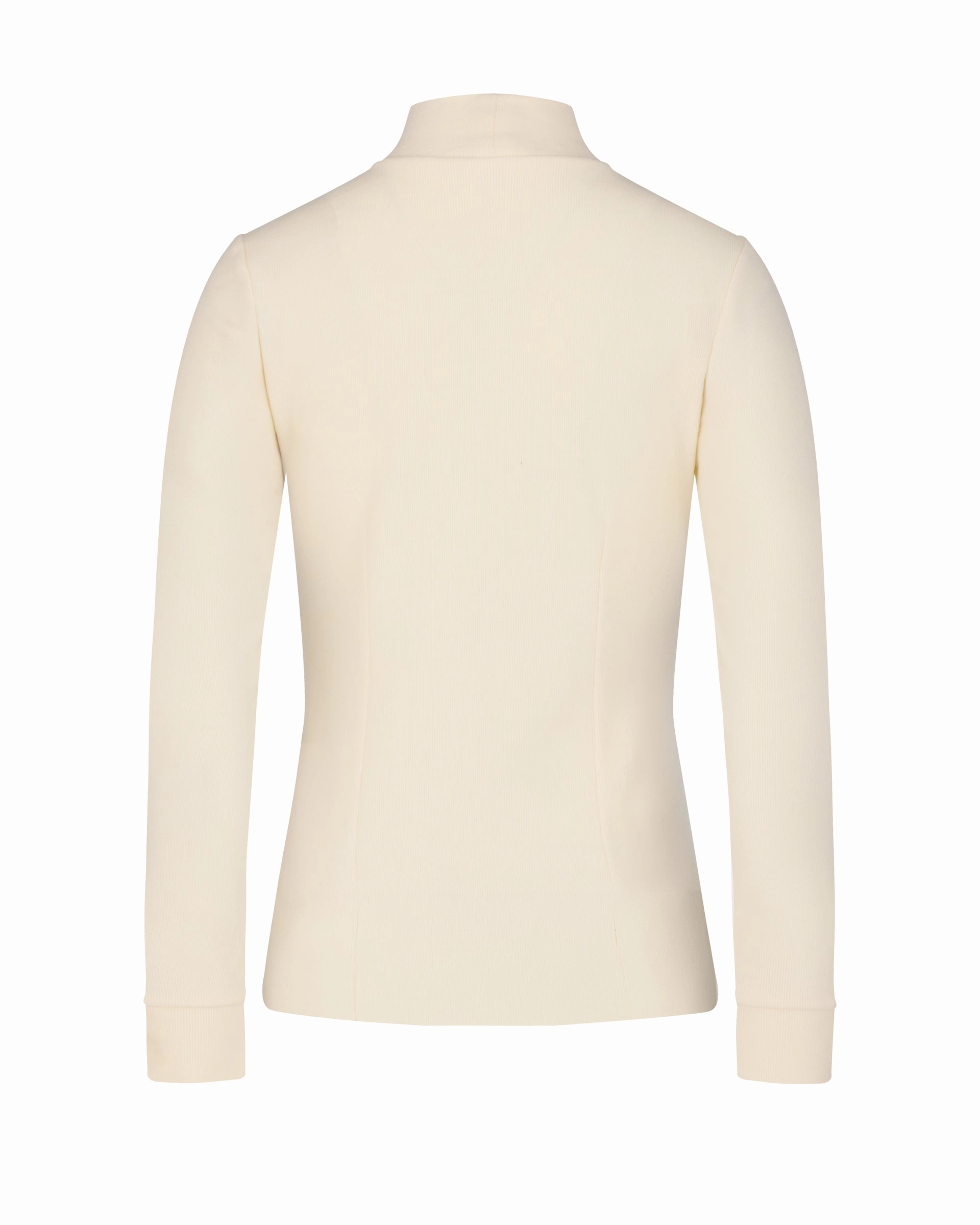 Four Way Stretch Material Fleeced high neck t-shirt - Cream