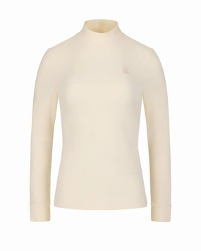 Fleeced high neck t-shirt - Cream Adjustable Hem Toggles
