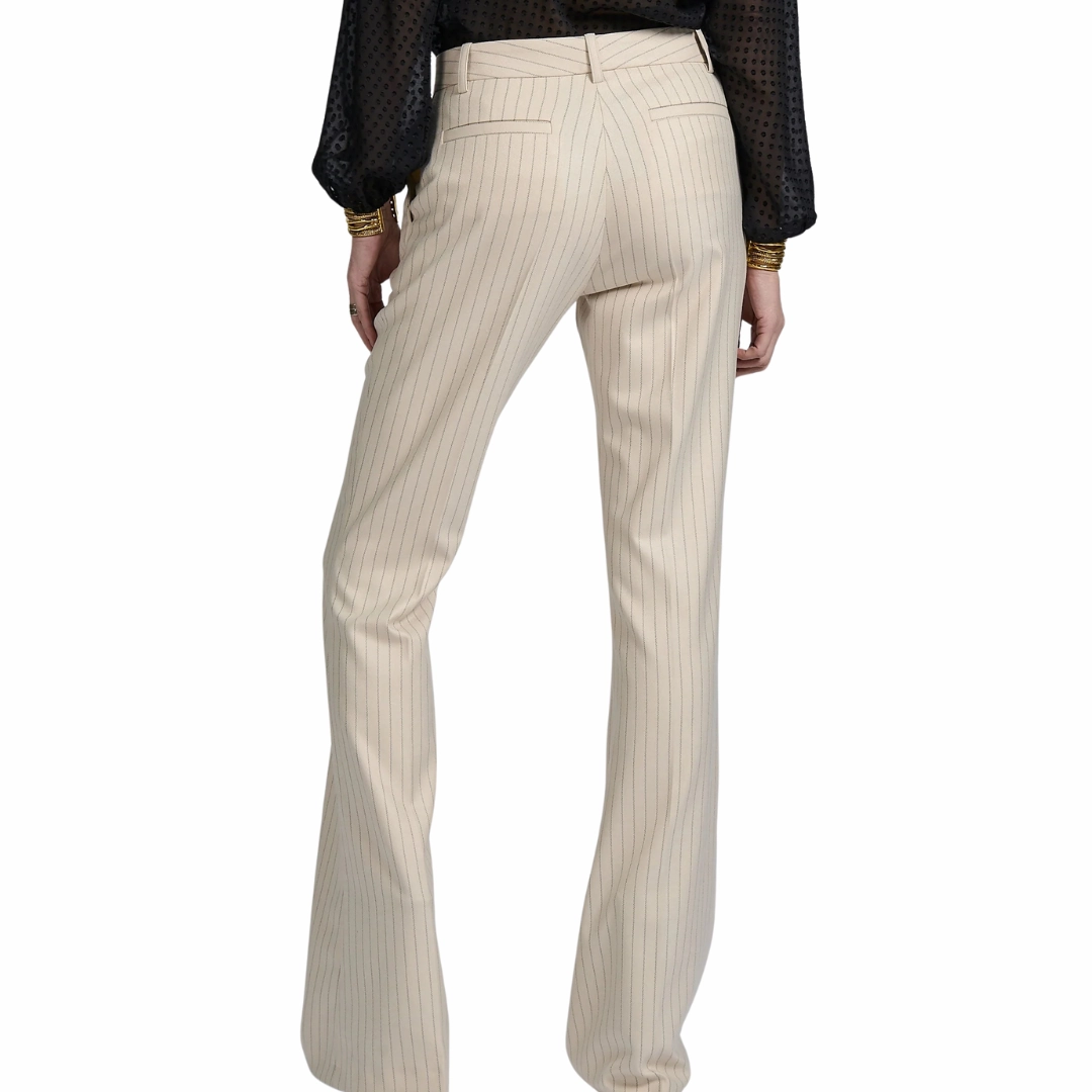 Cream Pinstripe Flair Pant Chilly Weather Comfort