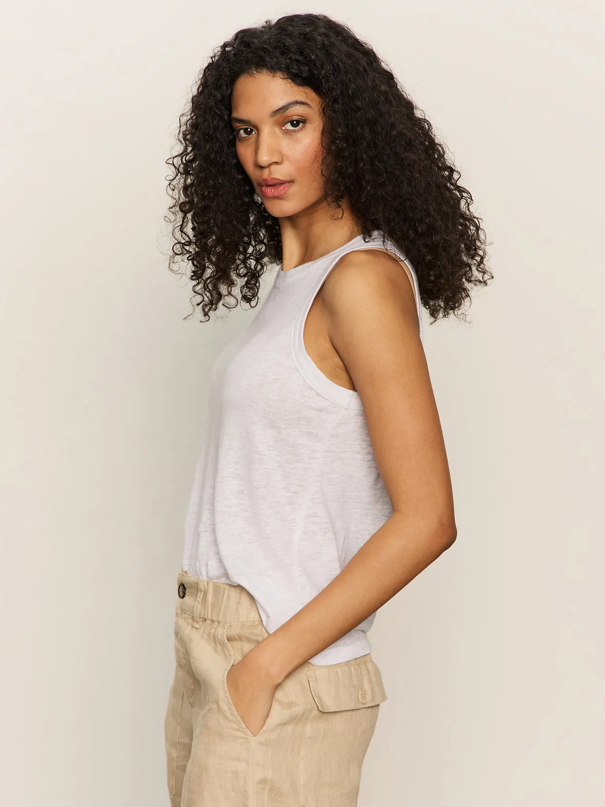 Cozy Wear Linen Tank White