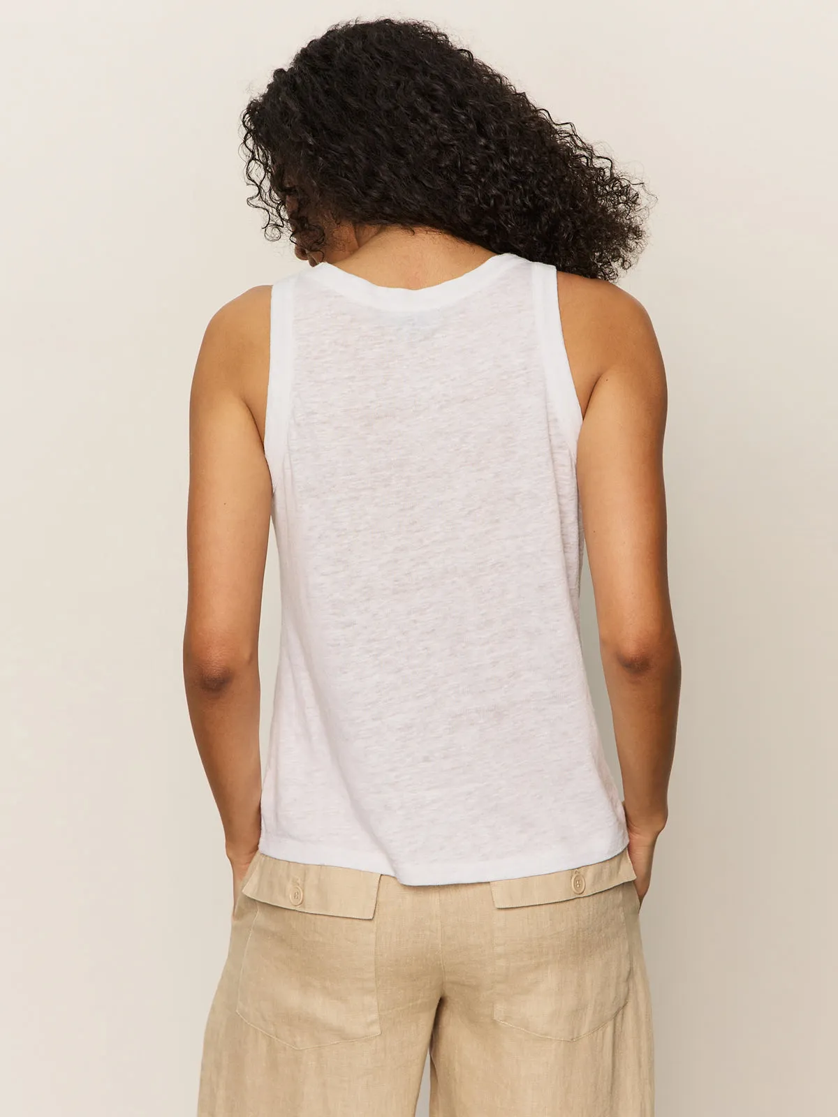 Linen Tank White Comfy Pieces sporty wear