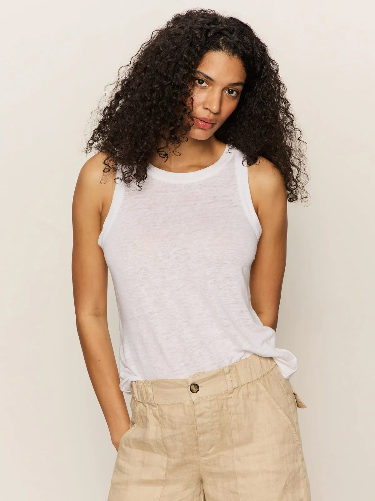 Linen Tank White Effortless Comfort Wear Relaxed Wearable