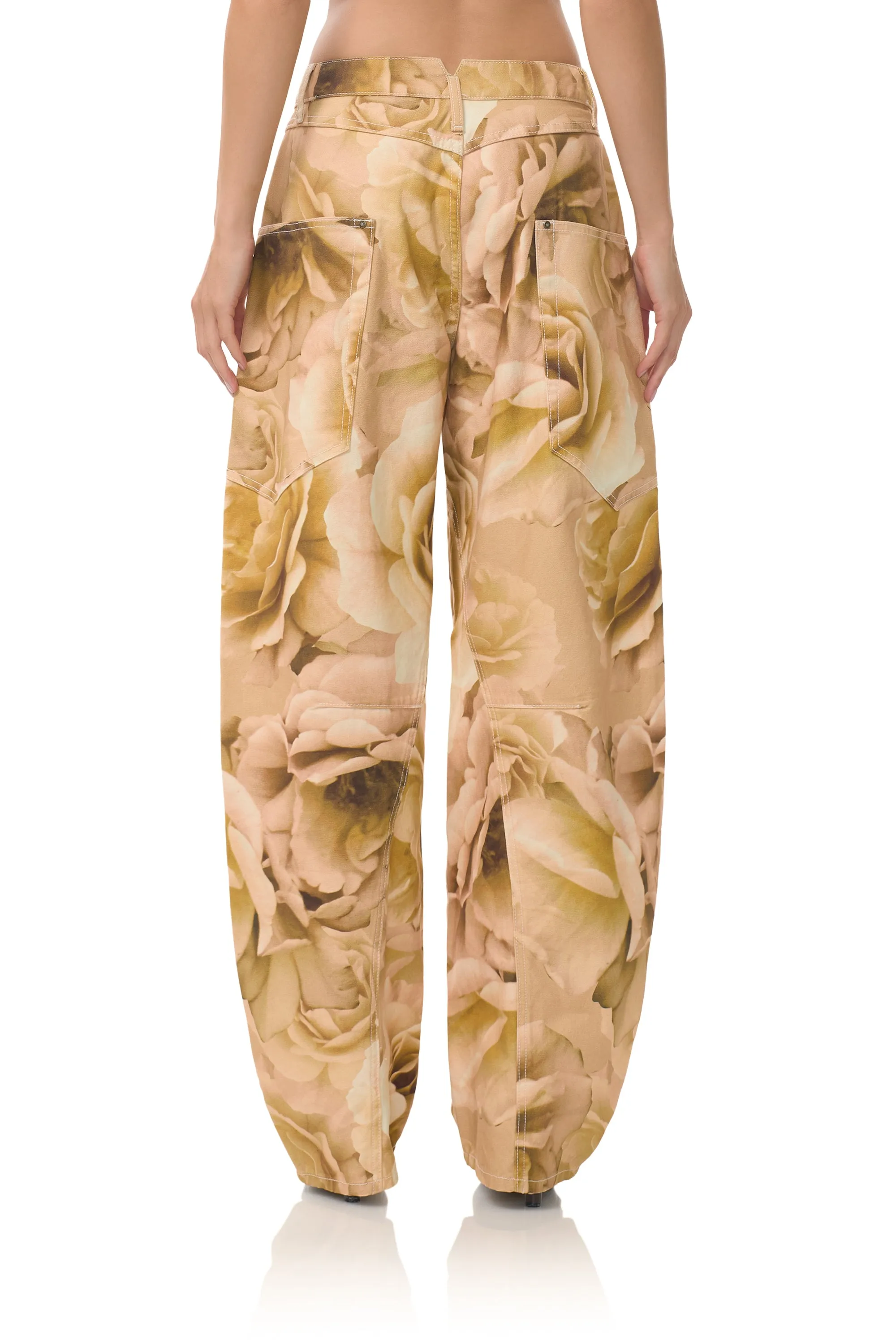 Chilly Weather Bexley Barrel Pant - Gold Rose Print