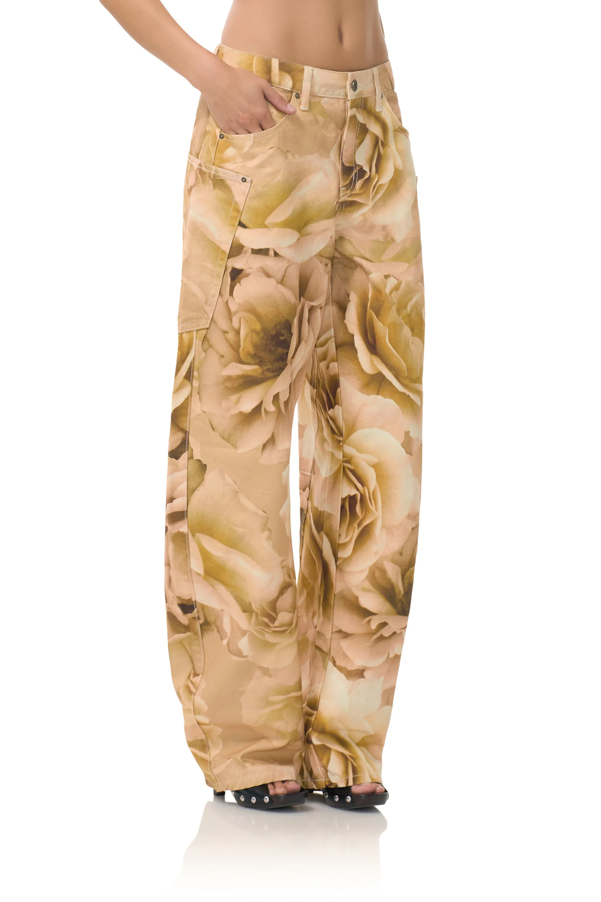 Bexley Barrel Pant - Gold Rose Print Day Ready Utility pocket