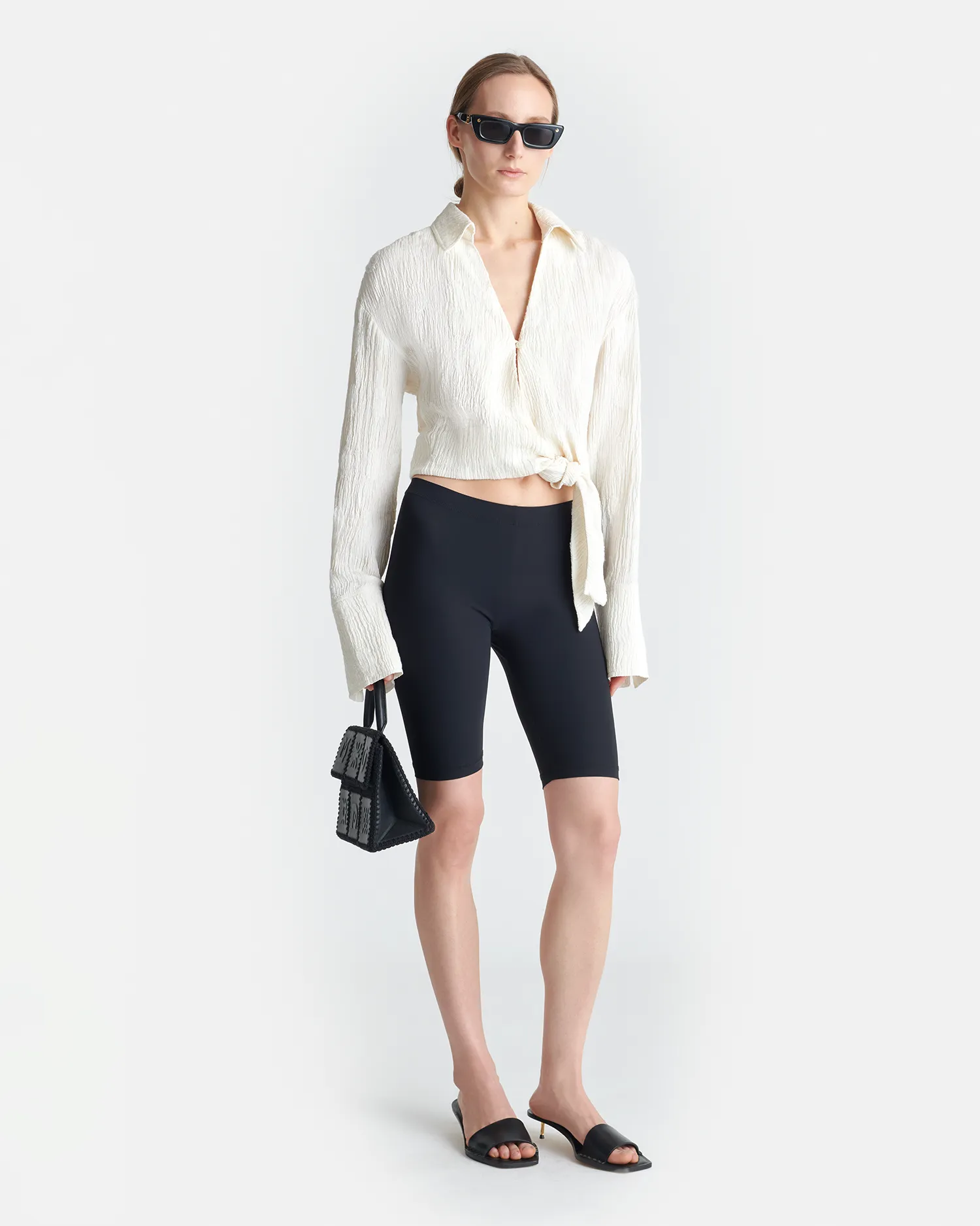 Reinforced Stitching Enola - Seersucker Gauze Shirt - White