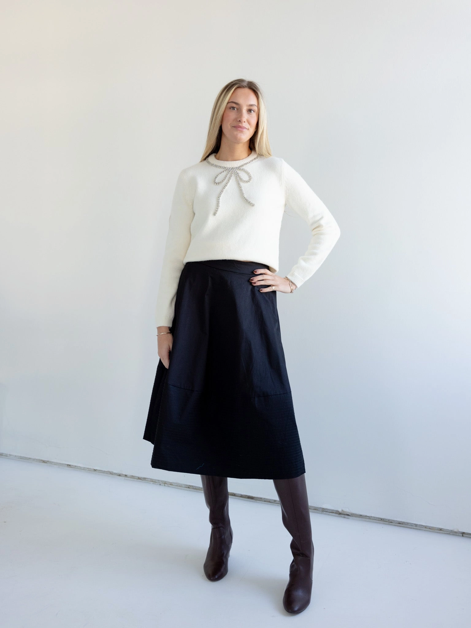 Moisture wicking Organic Cotton Eloise Bow Sweater