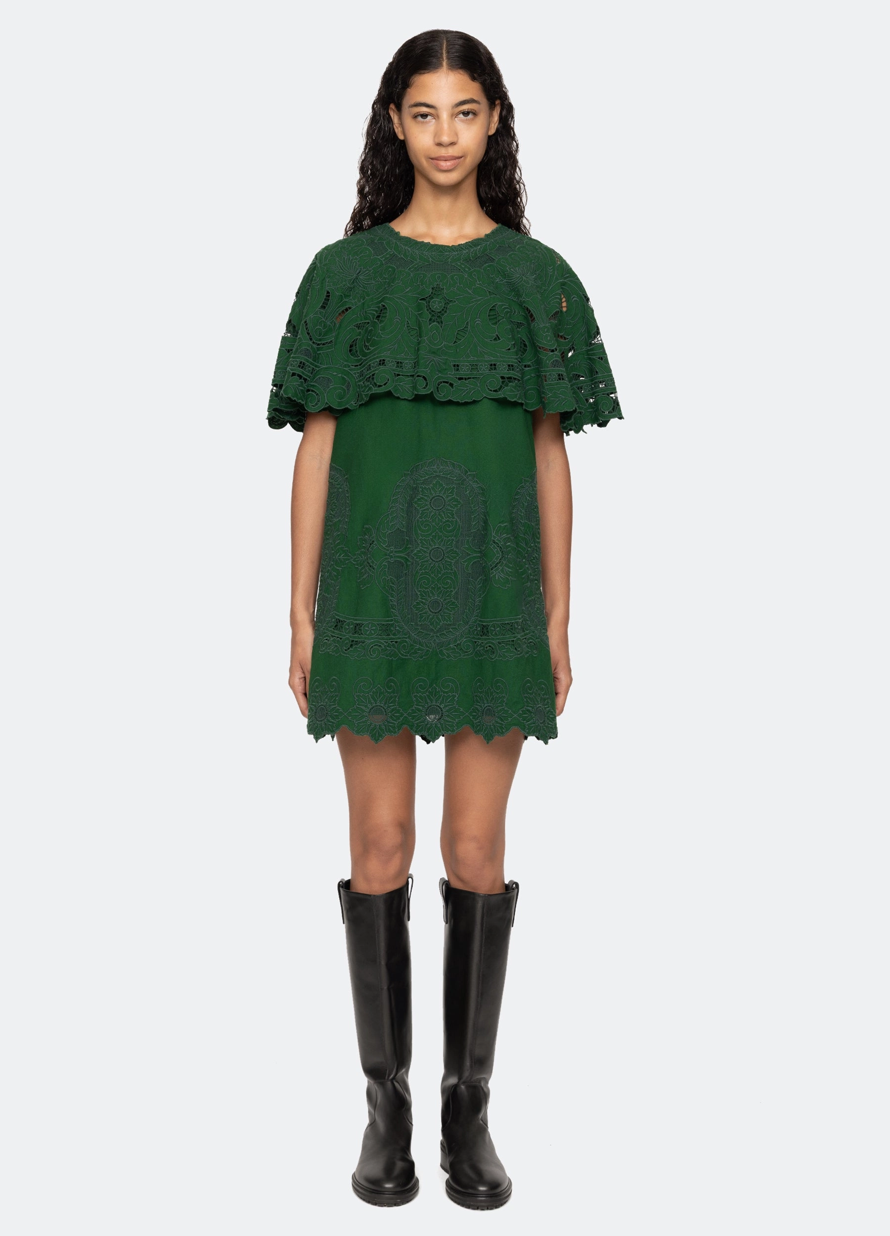 Contrasting Detail Cozy Layer Ceci Mini Dress