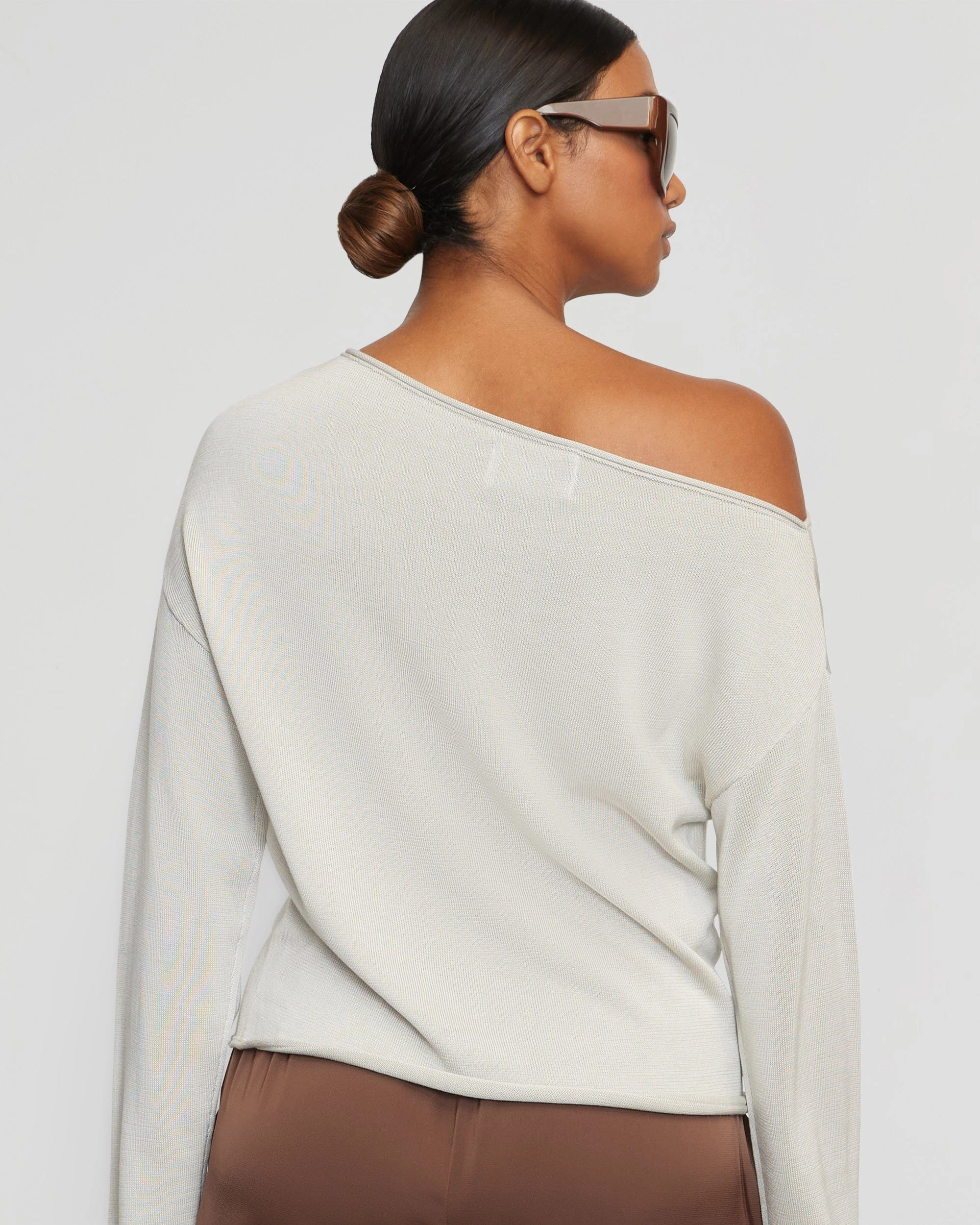 Hachi Tencel-Wool Off-Shoulder Sweater Chilly Day Outfit Luxury Knit