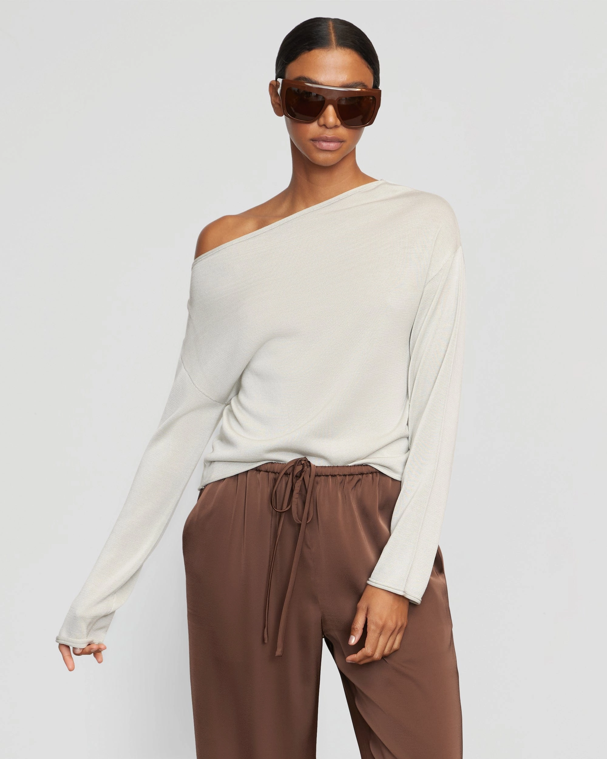 Snug Comfort Hachi Tencel-Wool Off-Shoulder Sweater