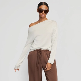 Knit texture Hachi Tencel-Wool Off-Shoulder Sweater