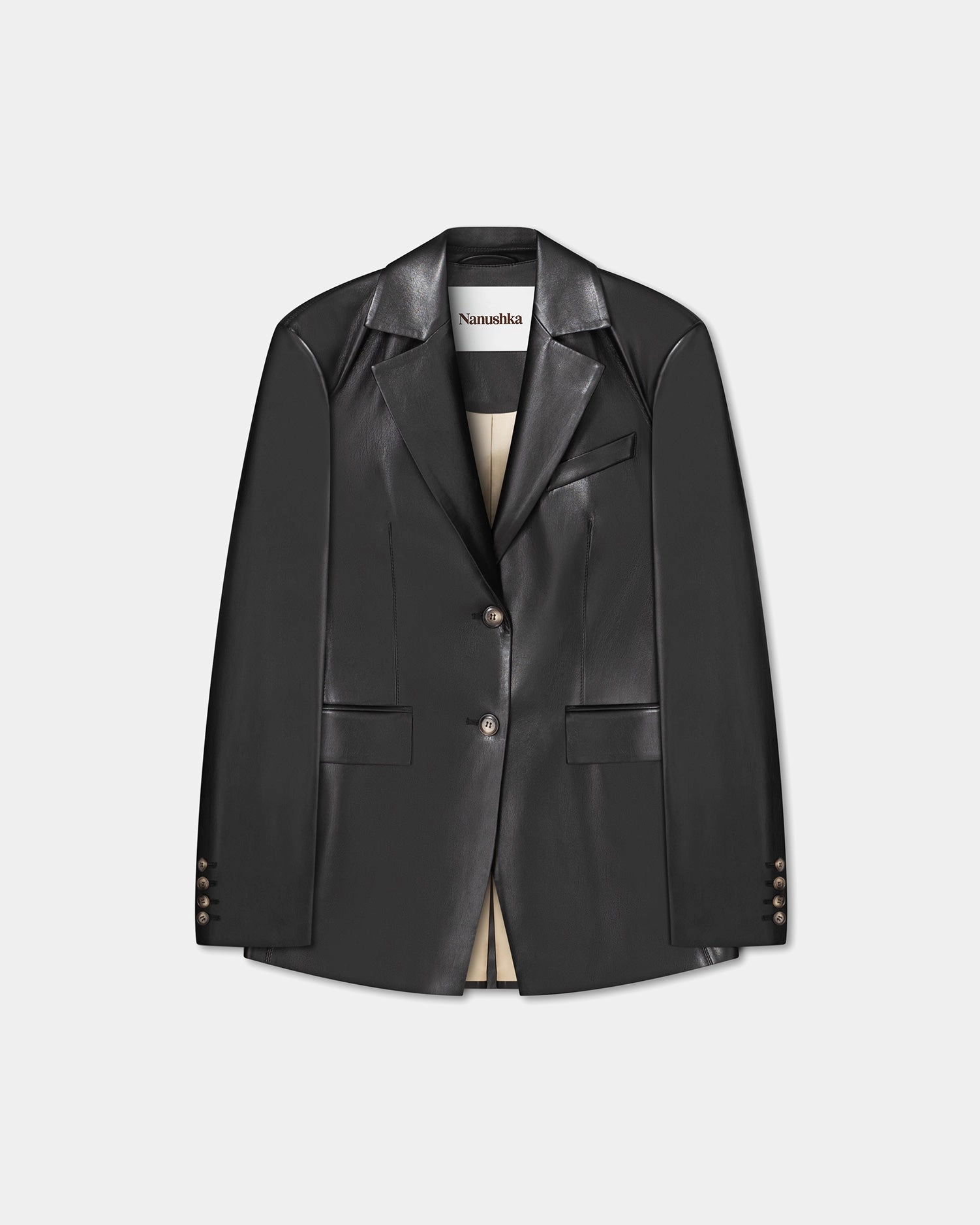 Hathi - Okobor? Alt-Leather Blazer - Black Double Layered Elbow Patches Thermal Regulation Technology