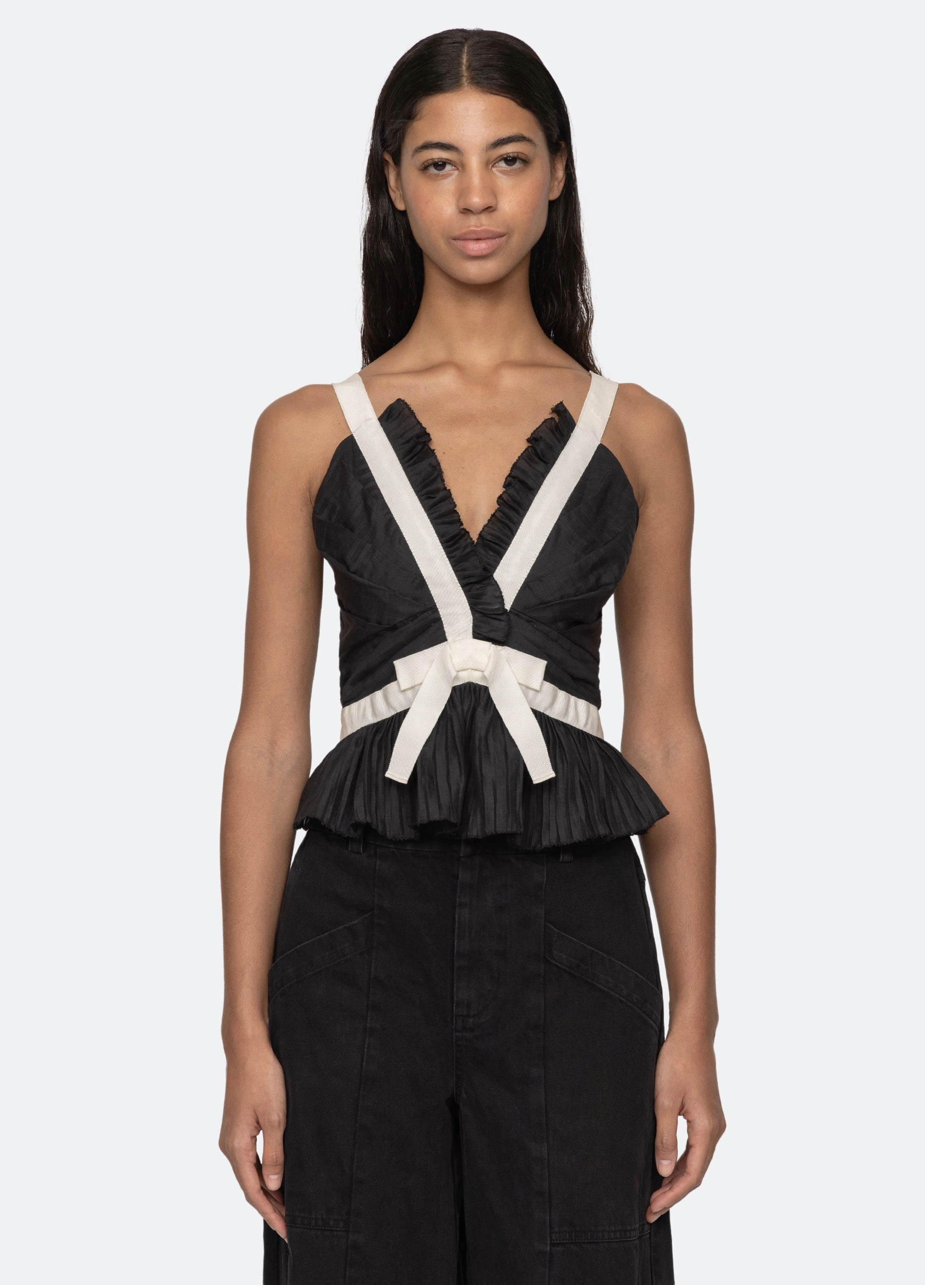 Sleeveless Top Multi Panel Construction Thalia Top