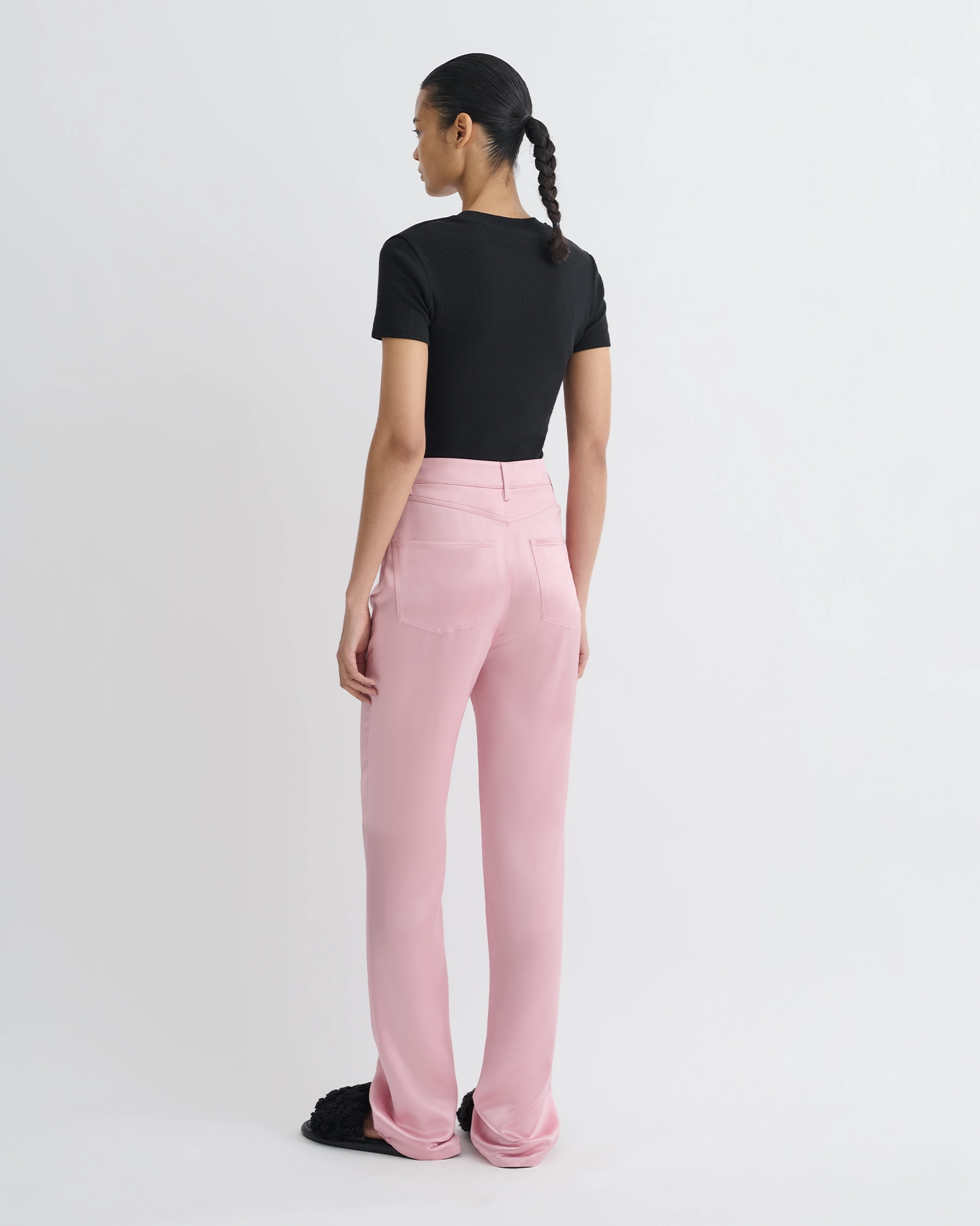 Sporty Comfort Fit Tita - Slip Satin Pants - Pink