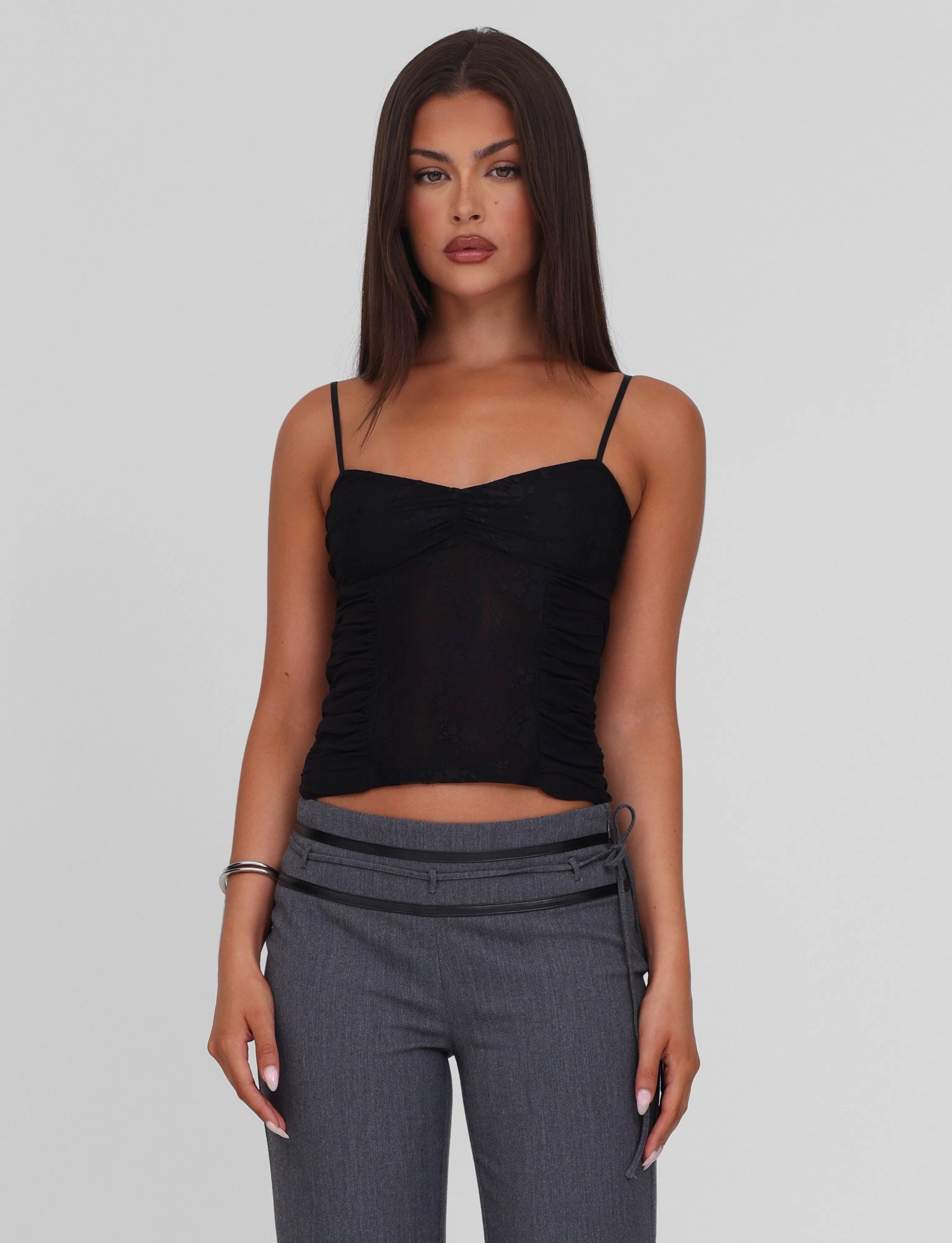 KALLIE TOP - BLACK BuiltInLayer Ribbed Collar Style