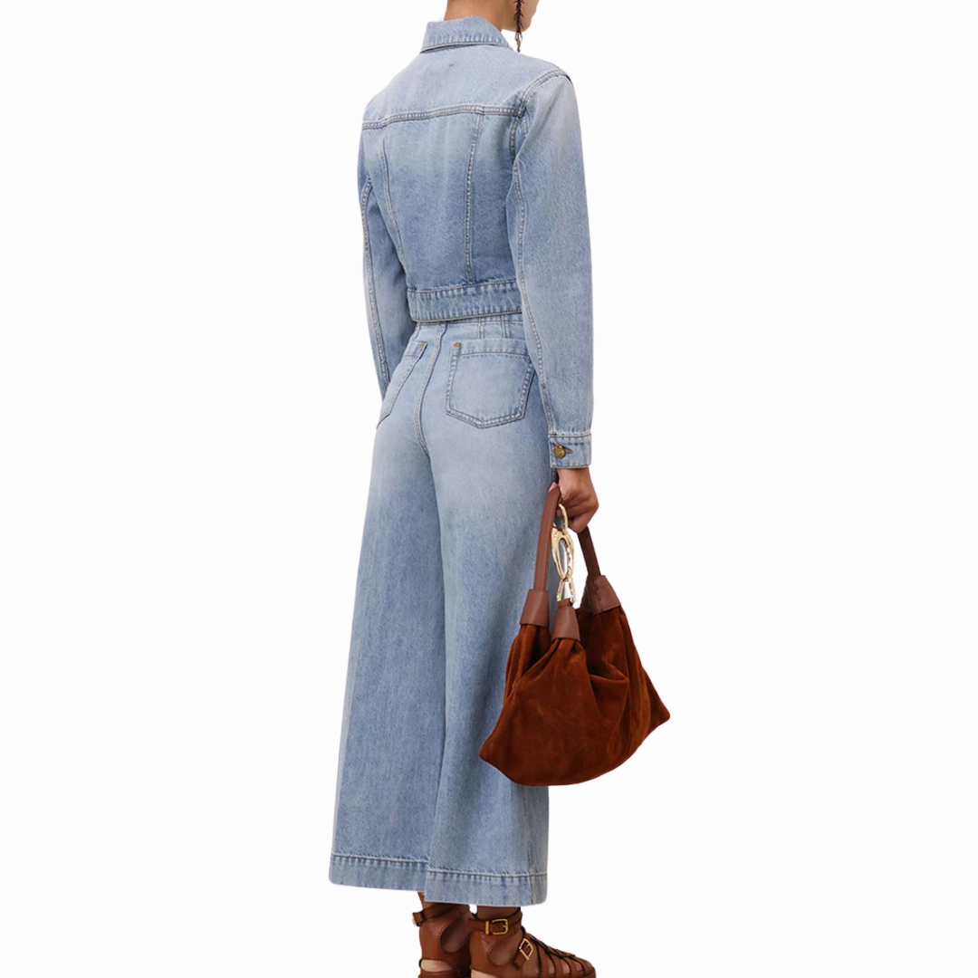 Comfortable Feel Quick Release Buckle Lucky Fitted Denim Jacket