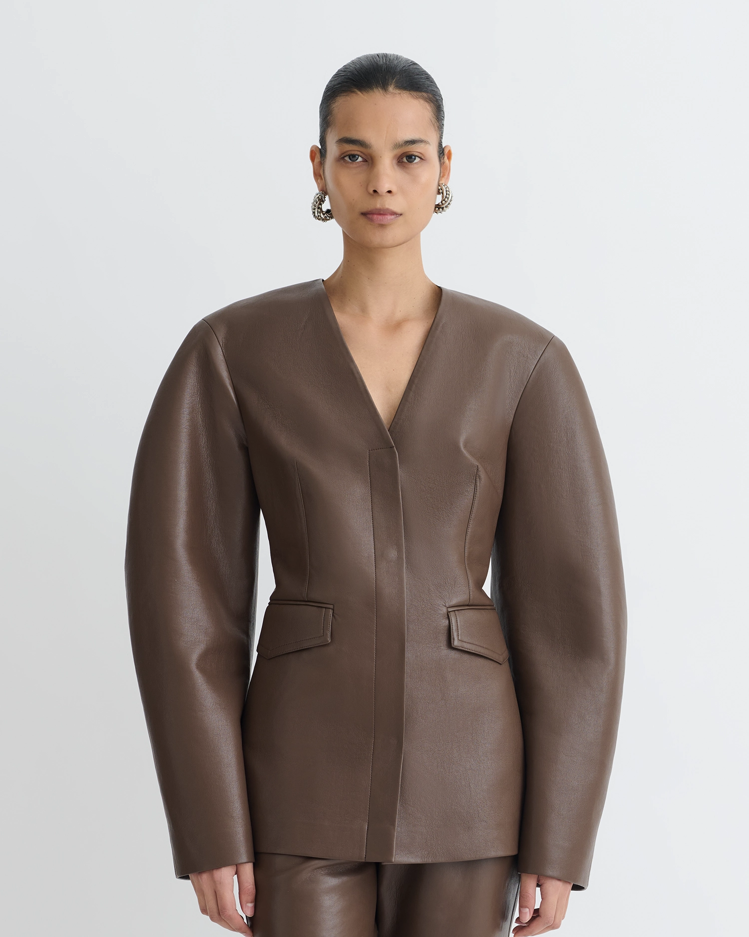 holiday fashion-forward venue Erina - Regenerated Leather Jacket - Chocolate