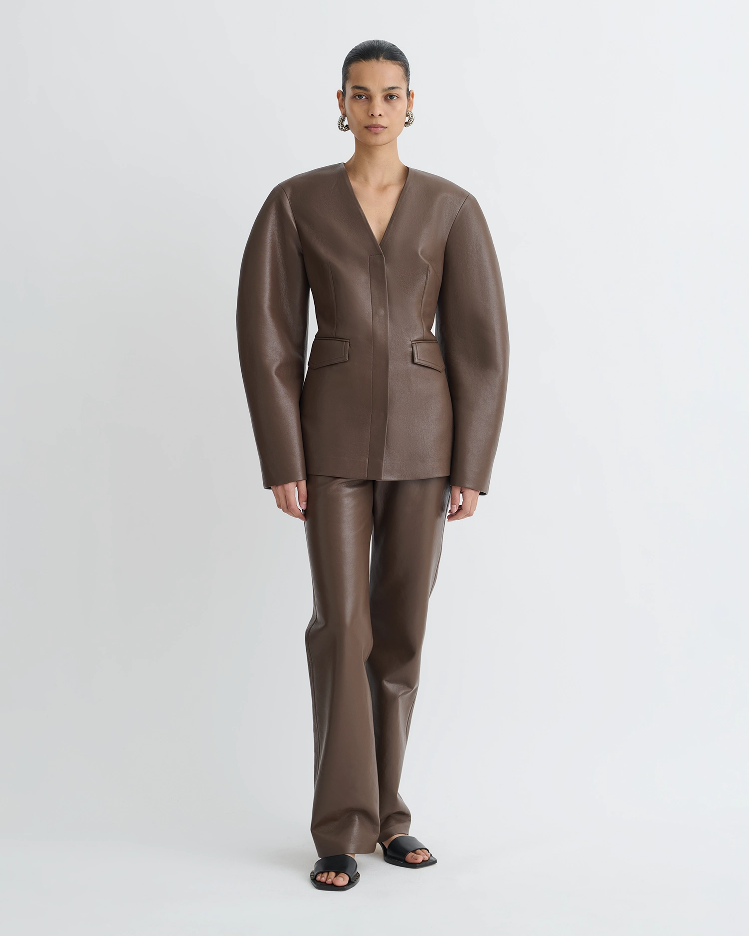 Erina - Regenerated Leather Jacket - Chocolate SweatWicking Properties Thermal Regulation Technology