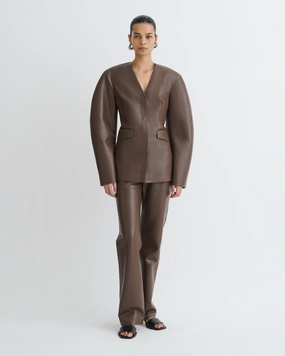 Erina - Regenerated Leather Jacket - Chocolate Serum Lightweight Thermal Layer