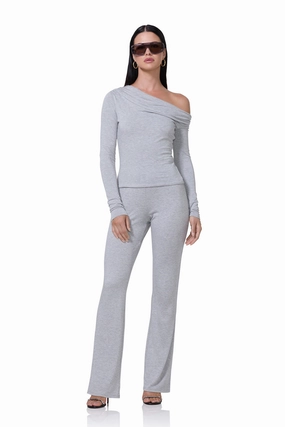 RaglanSleeve Tagless Neckline Bria Top - Heather Grey
