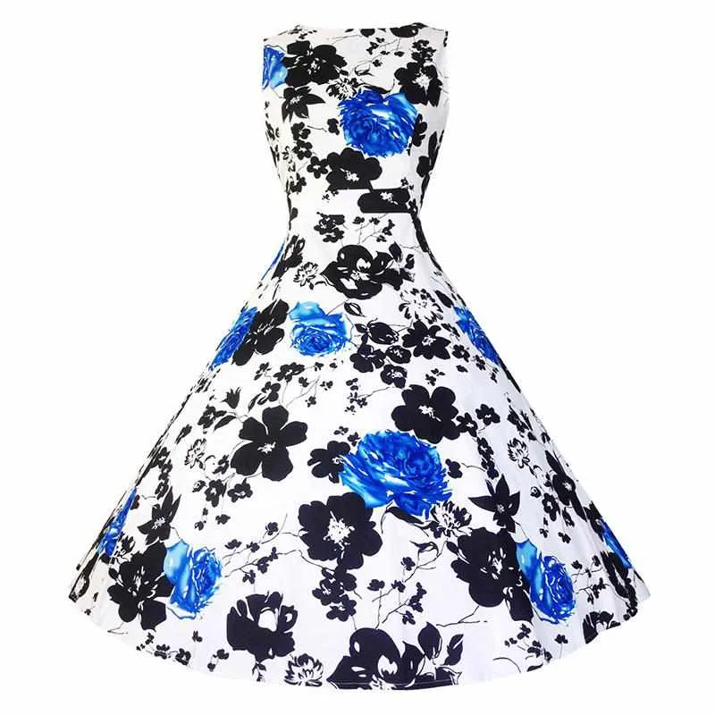 Floral Print Sleeveless Vintage Summer Dress